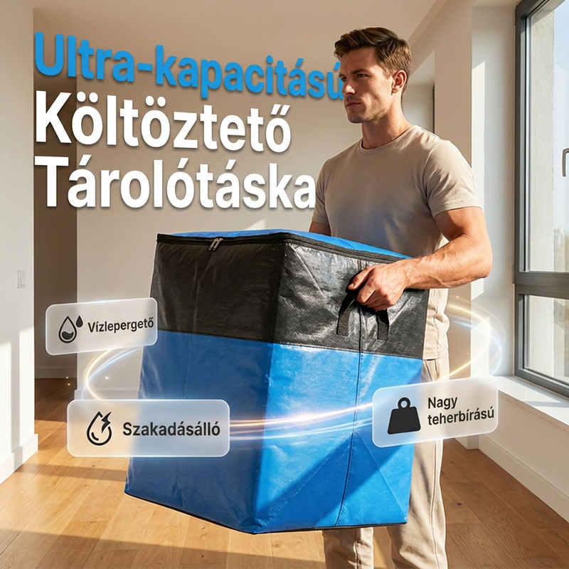 🚚📦 Összecsukható Tároló és Költöztető Táska – Extra Nagy Kapacitás, Lapra Hajtogatható Dizájn, Megerősített Fogantyúk otthoni Szervezéshez és Költözéshez 🏠👜