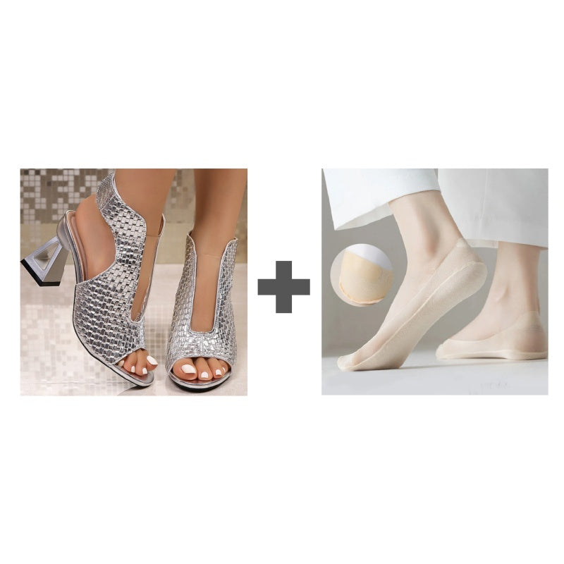 🏖️👠Elegáns, nyitott orrú, magas sarkú női szandálok – Karcsú szárak, kényelmes járás 👡