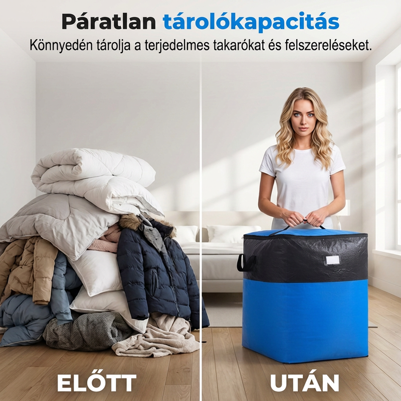 🚚📦 Összecsukható Tároló és Költöztető Táska – Extra Nagy Kapacitás, Lapra Hajtogatható Dizájn, Megerősített Fogantyúk otthoni Szervezéshez és Költözéshez 🏠👜