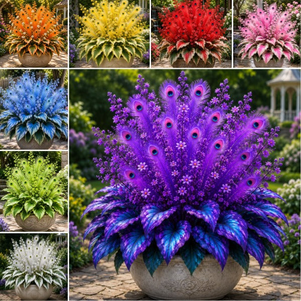 🔥 Spóroljon 50%-ot🦚Peacock Flame Hosta hagymások – Dús, árnyékot kedvelő növények kertbe és otthonra