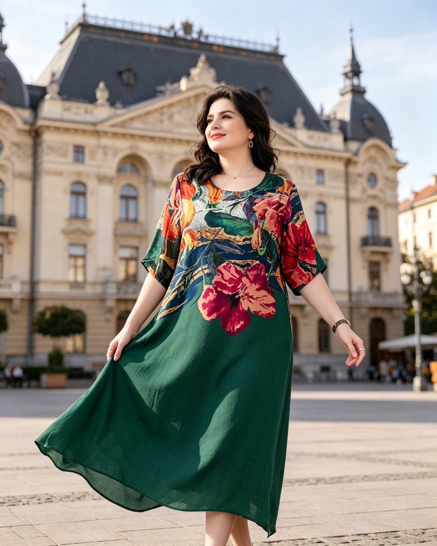 👗Elegáns virágmintás ruhák molett méretű nőknek