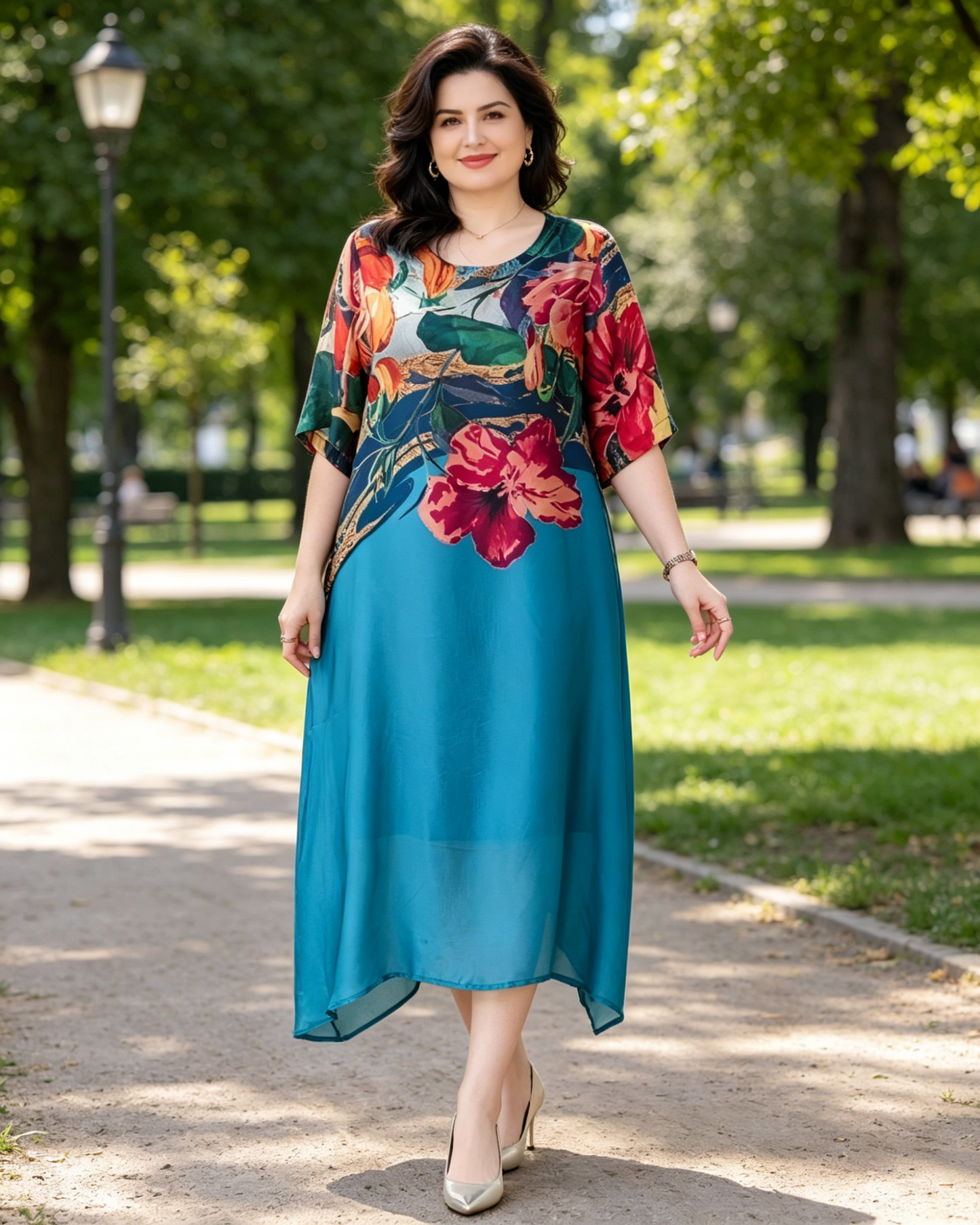 👗Elegáns virágmintás ruhák molett méretű nőknek