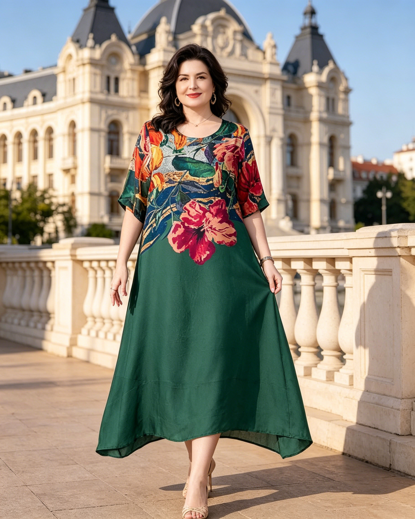 👗Elegáns virágmintás ruhák molett méretű nőknek