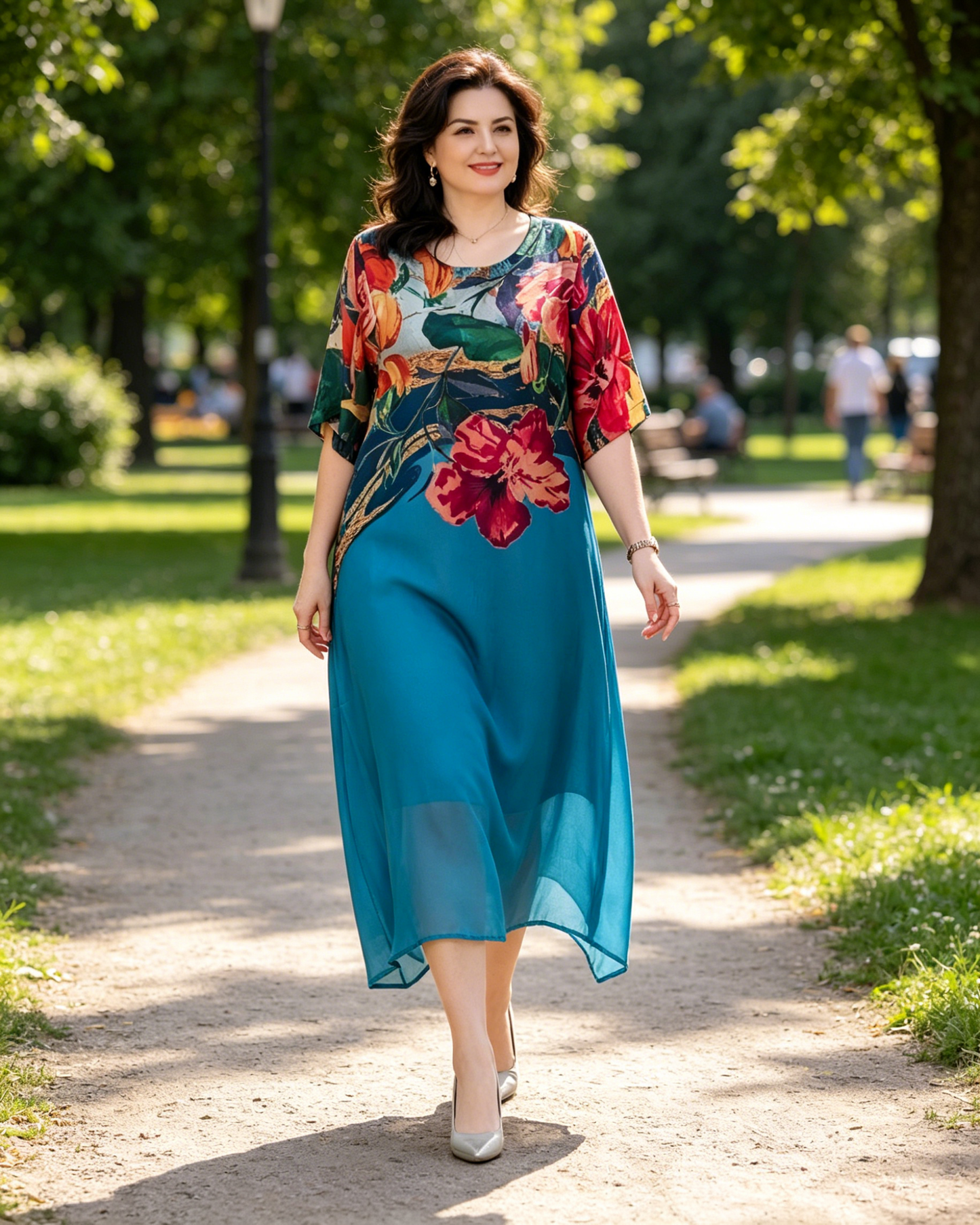 👗Elegáns virágmintás ruhák molett méretű nőknek