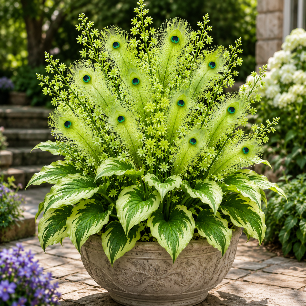 🔥 Spóroljon 50%-ot🦚Peacock Flame Hosta hagymások – Dús, árnyékot kedvelő növények kertbe és otthonra