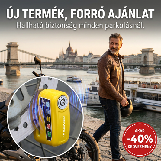 🚨🔒 Motorkerékpár Riasztós Tárcsazár – Nehéz Kivitelű, Időjárásálló Bicikli Zár Hangos Szirénával és LED Figyelmeztetéssel 🏍️🛡️