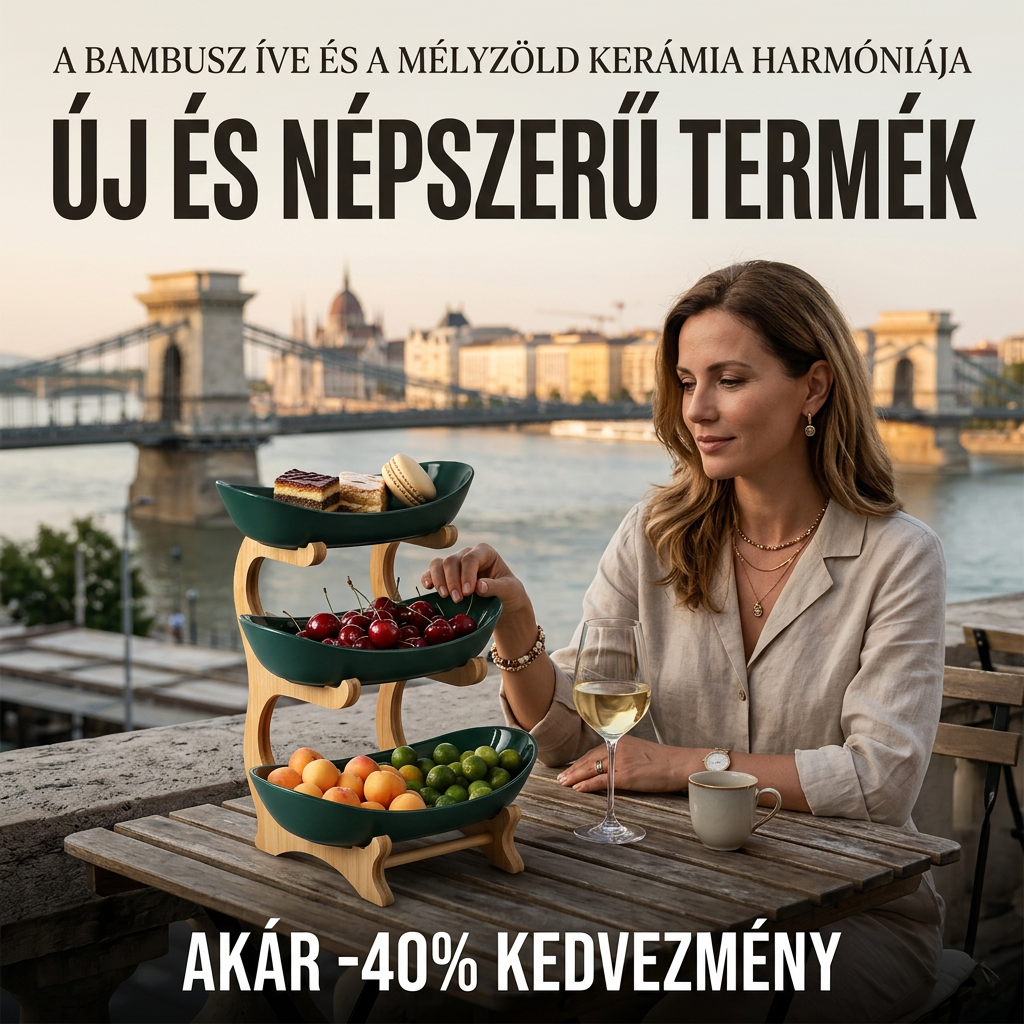 ✨🌿 3-Szintes Gyümölcstál Fa Állvánnyal 🍎🍇