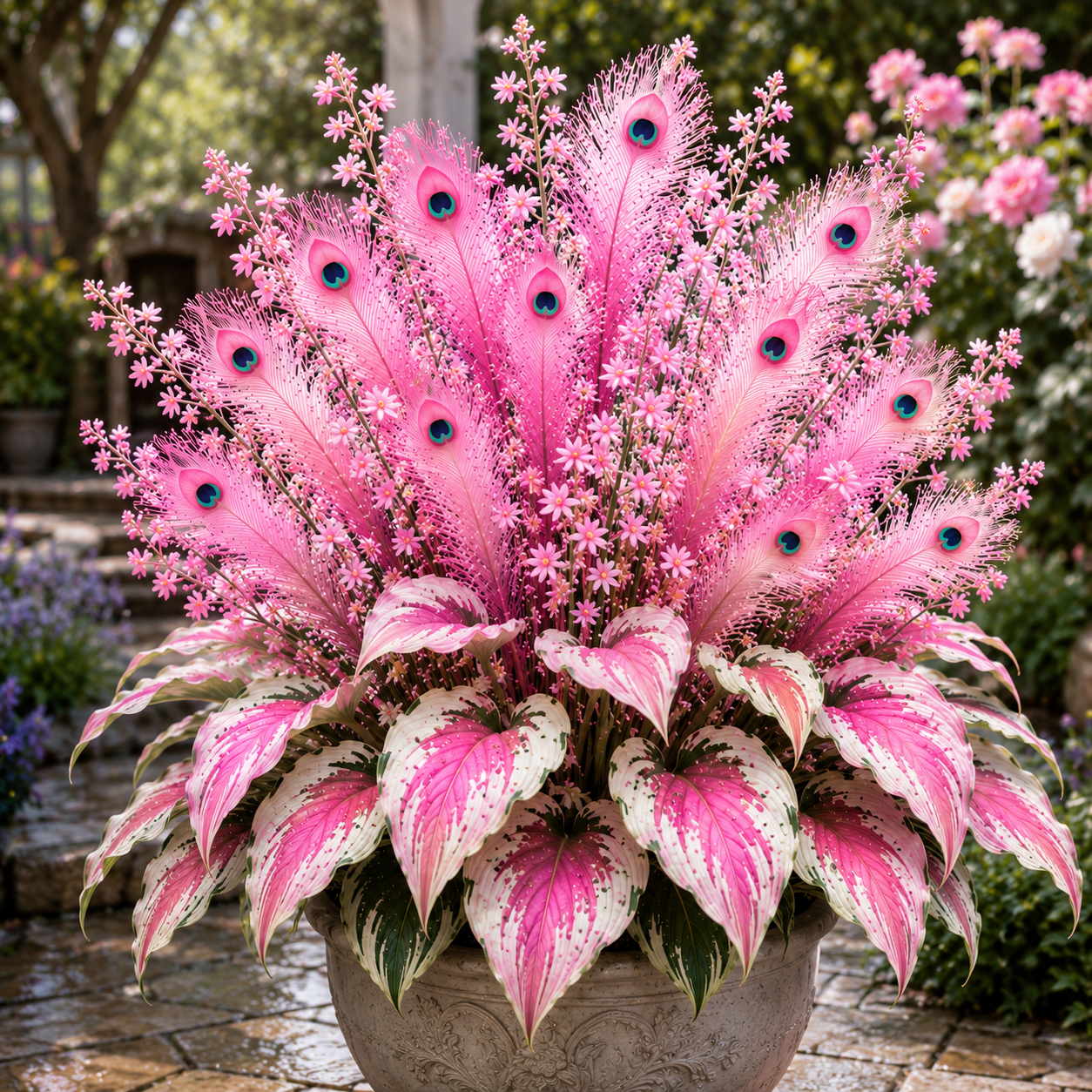 🔥 Spóroljon 50%-ot🦚Peacock Flame Hosta hagymások – Dús, árnyékot kedvelő növények kertbe és otthonra