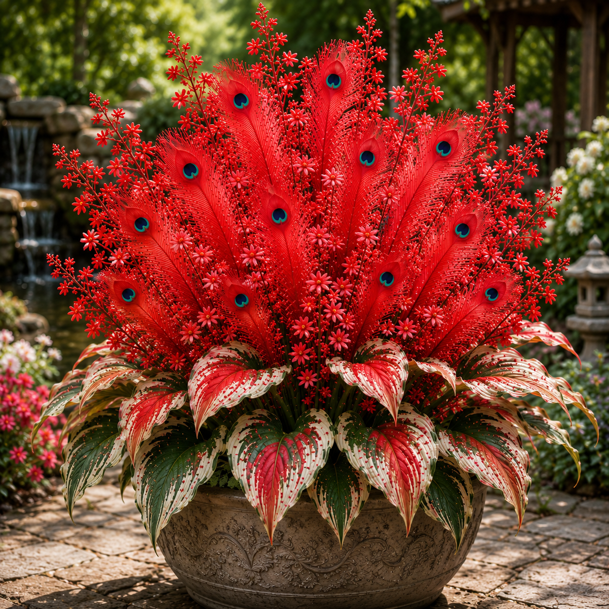 🔥 Spóroljon 50%-ot🦚Peacock Flame Hosta hagymások – Dús, árnyékot kedvelő növények kertbe és otthonra