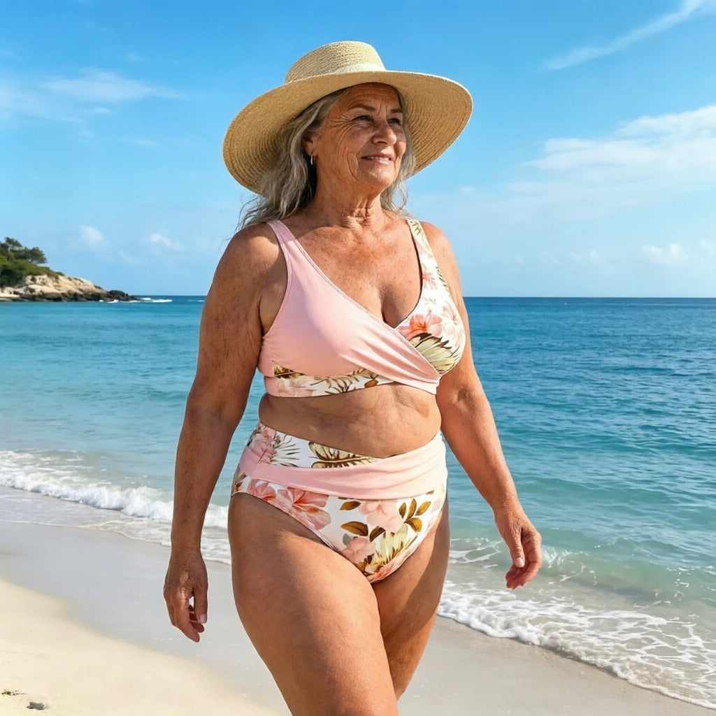 🌸🌿 Hangsúlyozd az alakod – Női virágmintás, magas derekú bikini szett (EU S-XL) 🌊👙