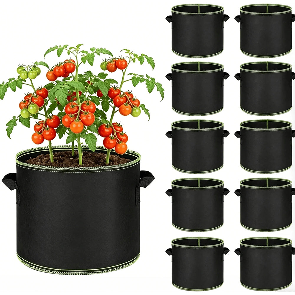🌱 5 db-os, 19 literes (5 gallonos) termesztőzsák csomag – tartós, lélegző, füllel ellátott szövetcserepek zöldségekhez, virágokhoz és gyümölcsökhöz