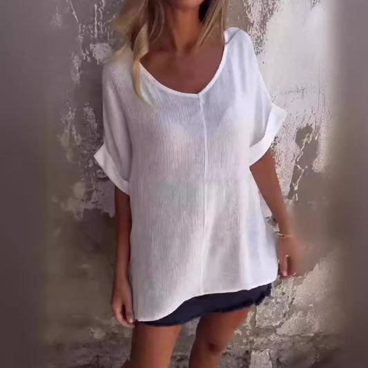 🌺Damski top oversize z dekoltem w serek