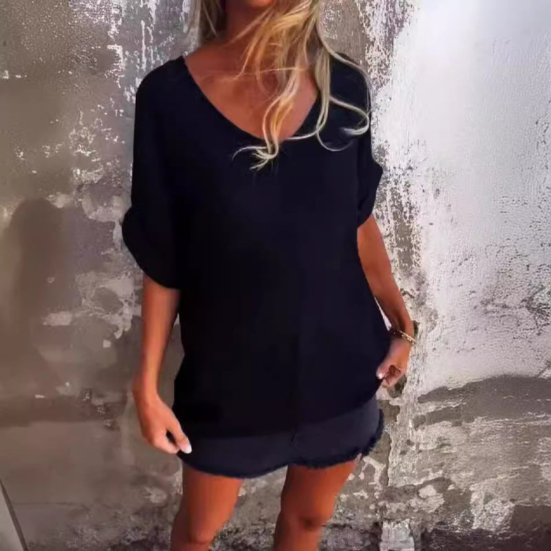 🌺Damski top oversize z dekoltem w serek