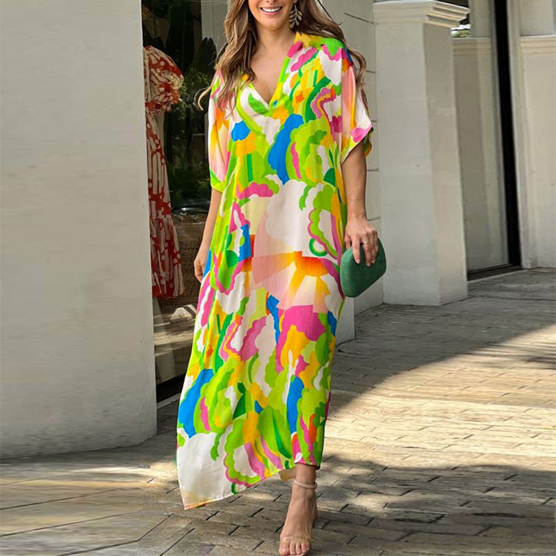 【M-XL】🌈Formalna sukienka z malowanym wzorem