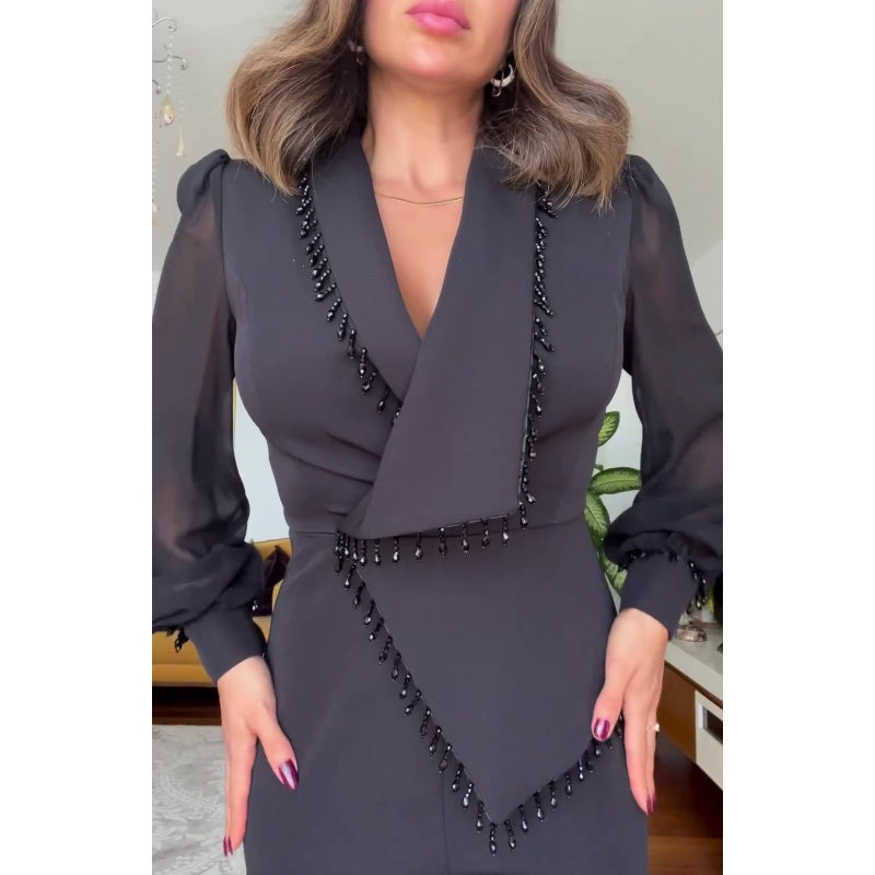 Spodnie damskie z siateczki z szerokimi nogawkami i komplet spodni