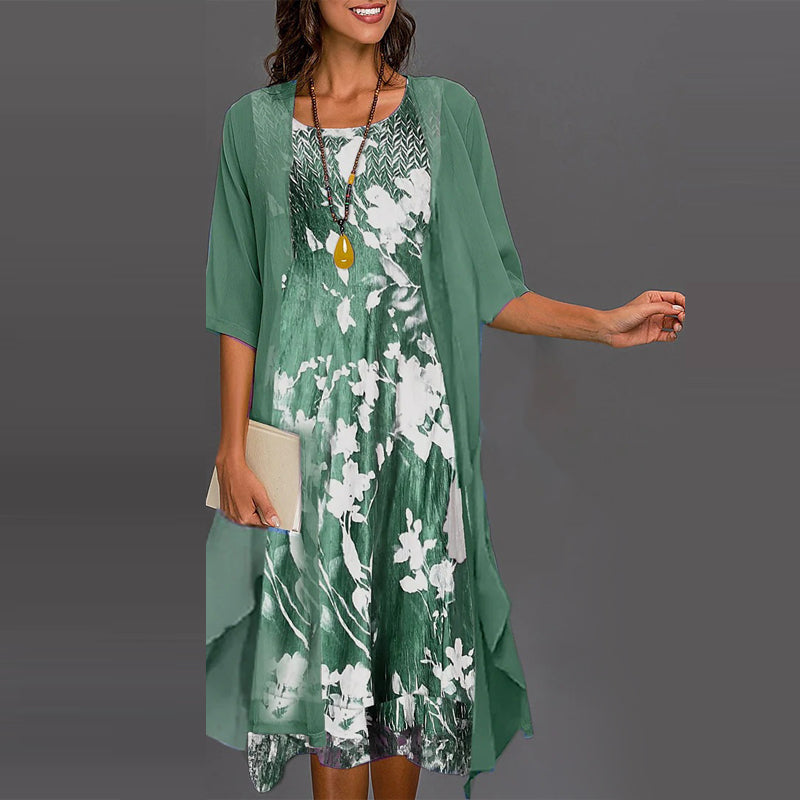 🔥👗Eleganckie dwuczęściowe sukienki szyfonowe w kwiaty