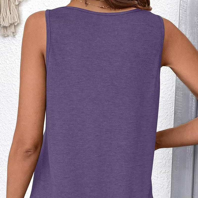 👚Damska koszulka bez rękawów z dekoltem w serek