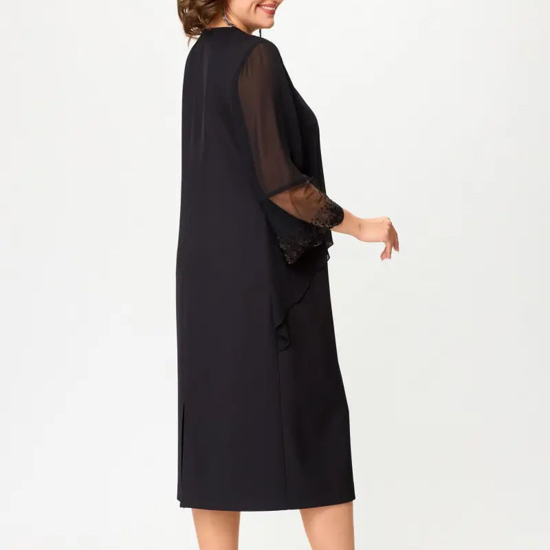 💖Eleganckie czarne sukienki z rękawami 3/4 dla kobiet