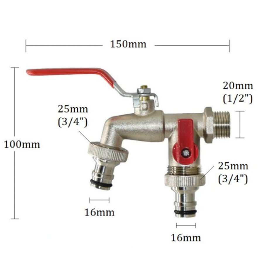 🔥🚰Univerzális rozsdamentes acélból készült dupla kimeneti kerti vízcsaptelep