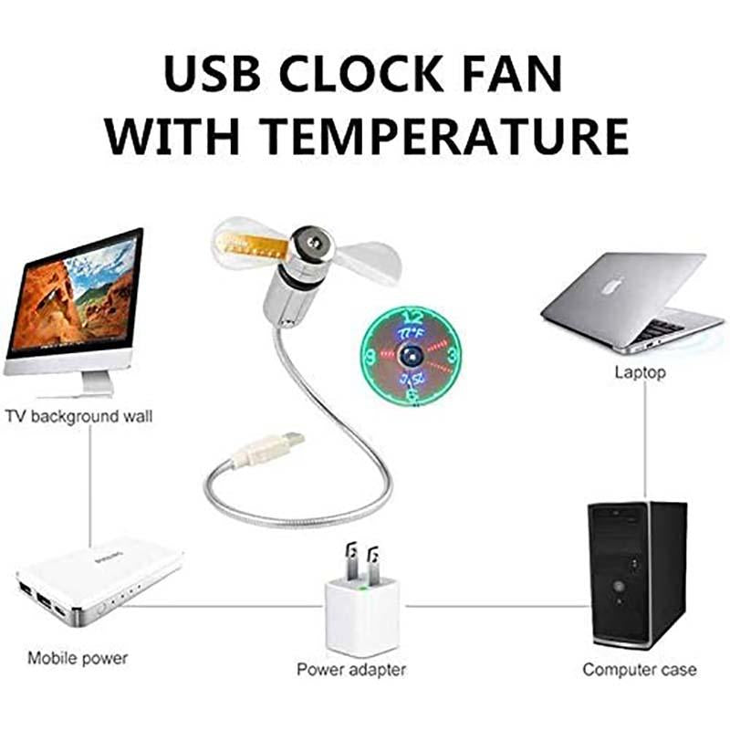 💨⏰ LED Órás USB Ventilátor Lámpával