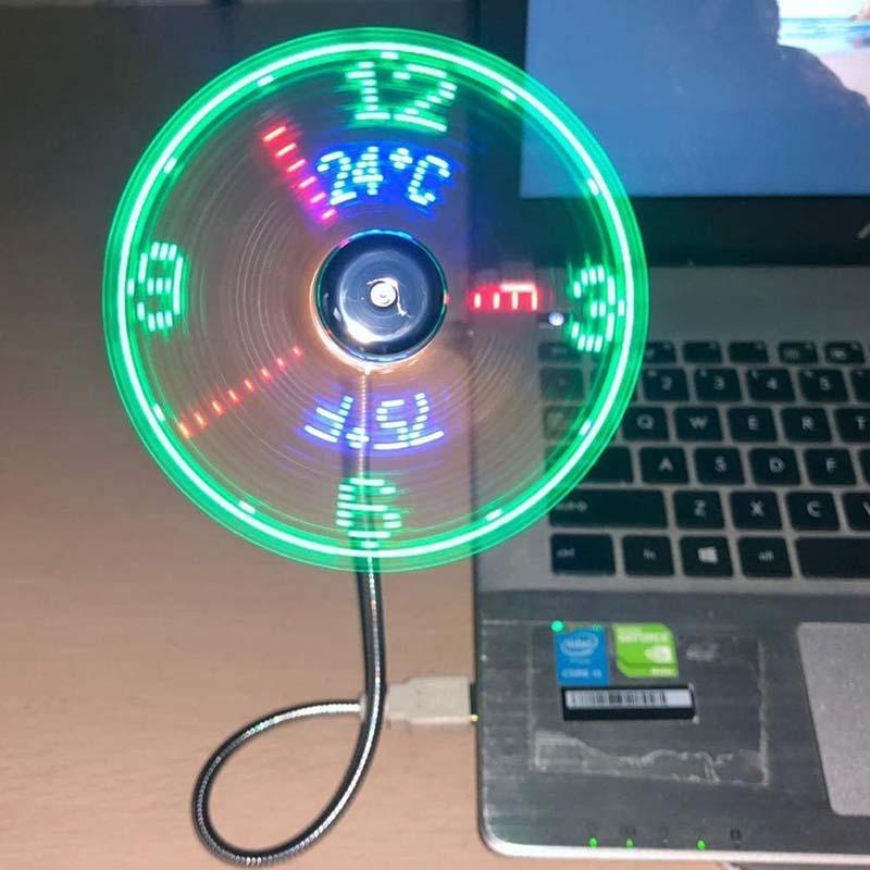 💨⏰ LED Órás USB Ventilátor Lámpával