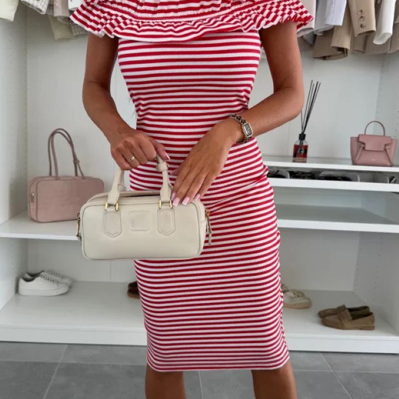 👗Elegancka damska sukienka wyszczuplająca z falbankami na ramionach - idealne krągłości✨