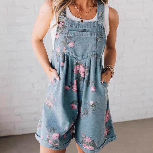 🌸 Kombinezon jeansowy w kwiaty w stylu vintage🌸