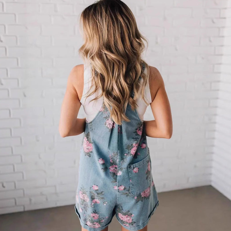 🌸 Kombinezon jeansowy w kwiaty w stylu vintage🌸