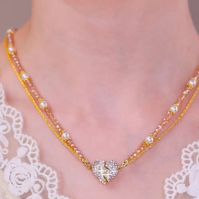⏳Oferta specjalna ograniczona czasowo⏰Pasujące naszyjniki z zawieszką w kształcie serca z magnesem💖