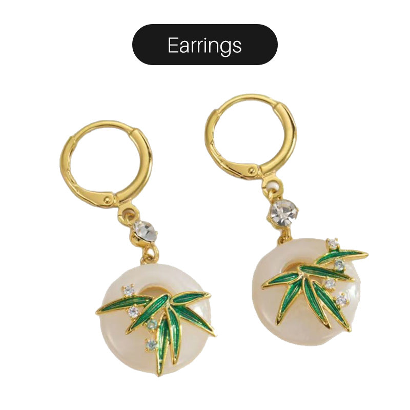 Nowoczesne kolczyki i naszyjnik z bambusa w stylu orientalnym