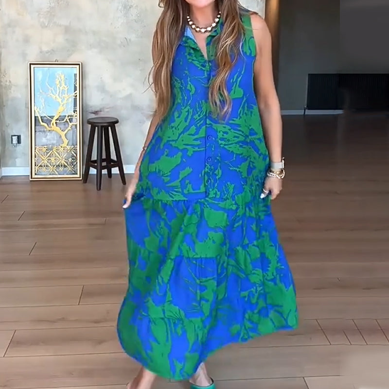 💃Modne damskie sukienki maxi z nadrukiem i bez rękawów
