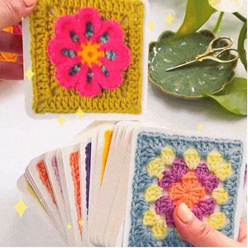 🧶✨Gra karciana Granny Square do szydełkowania – 50 wzorów do łączenia i komponowania