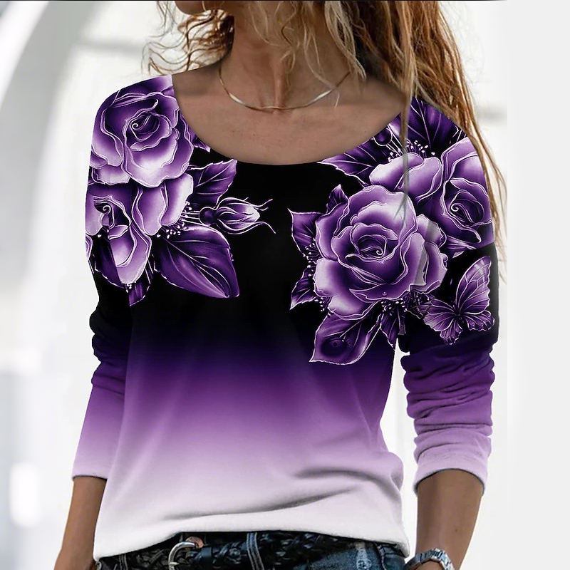 🔥👚Divatos hosszú ujjú blúz virágmintával