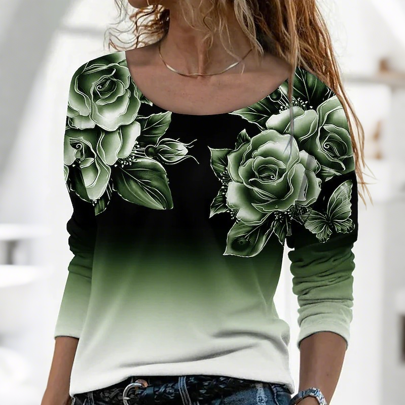 🔥👚Divatos hosszú ujjú blúz virágmintával