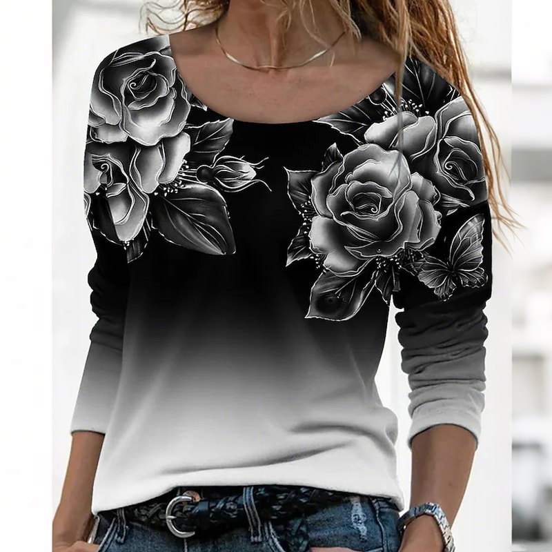 🔥👚Divatos hosszú ujjú blúz virágmintával