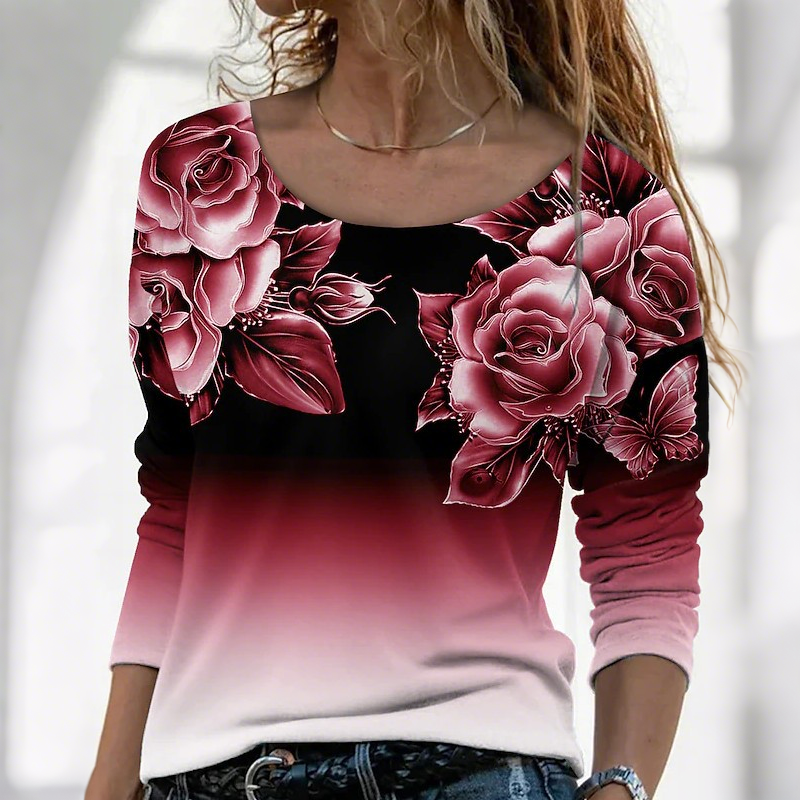 🔥👚Divatos hosszú ujjú blúz virágmintával