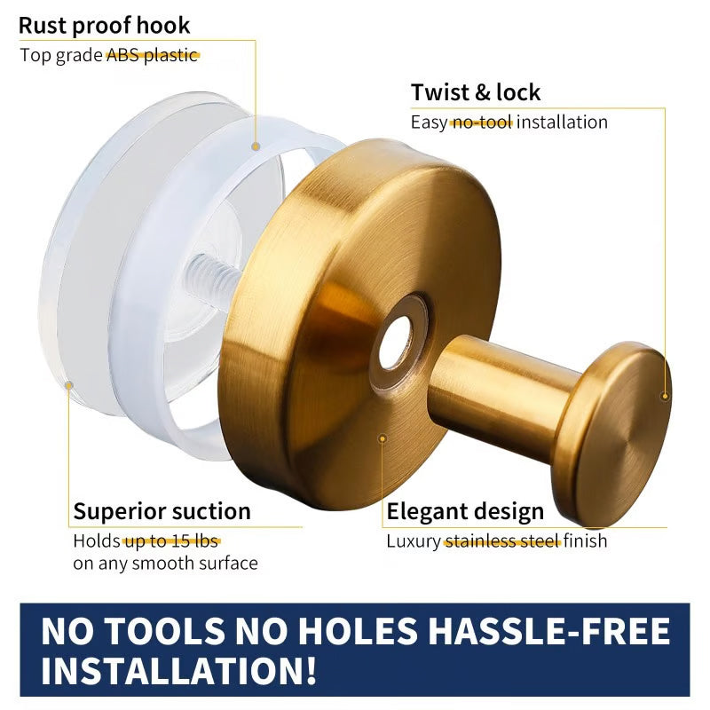 Hak ścienny z przyssawką ze stali nierdzewnej