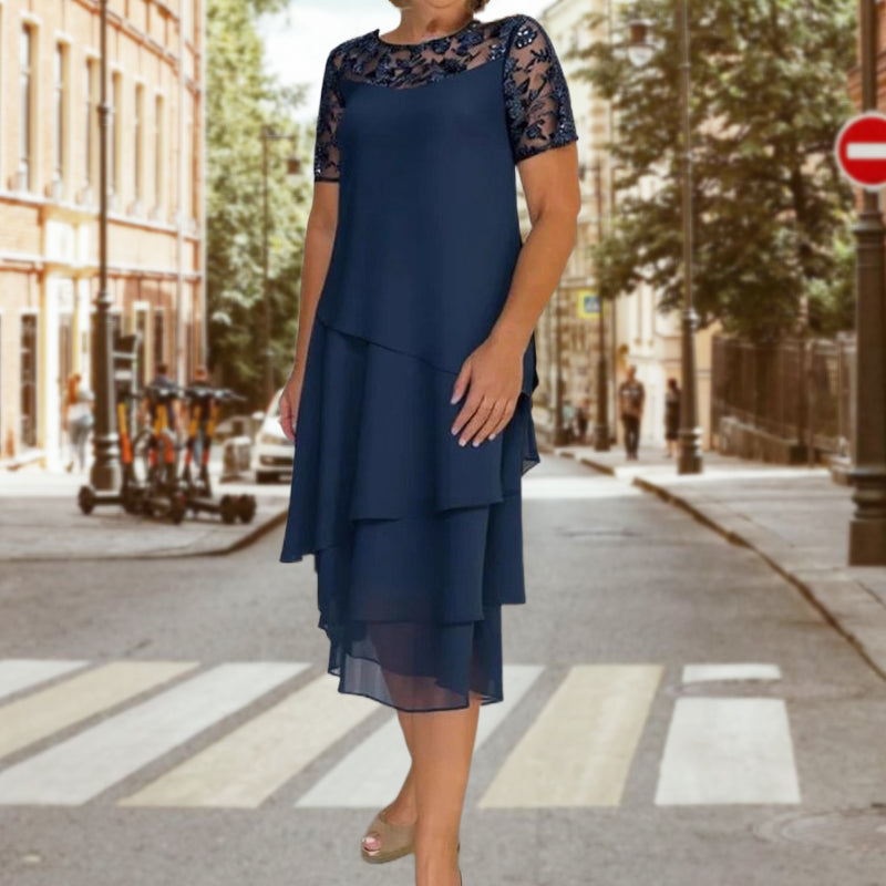 💖 [S-3XL] 👗✨️ Damska sukienka midi z siateczki z warstwami i krojem w kształcie litery A