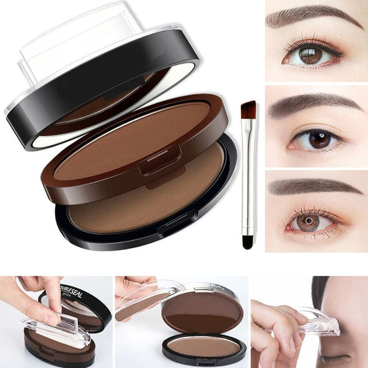 💄🎨 Professzionális szemöldökbélyegző készlet –🎯 Kétárnyalatú púderrel a tökéletes ívekért 😌