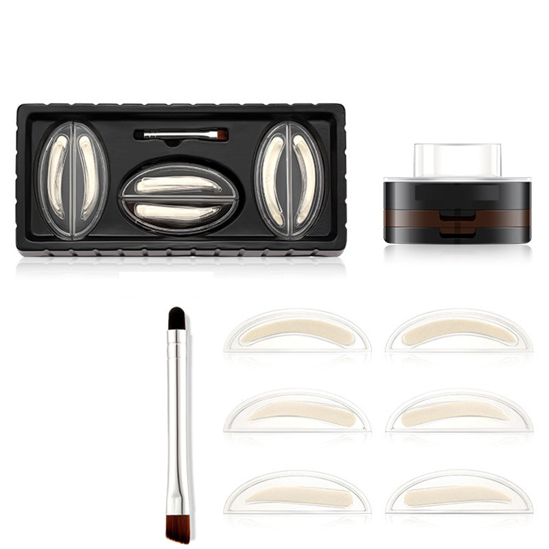 💄🎨 Professzionális szemöldökbélyegző készlet –🎯 Kétárnyalatú púderrel a tökéletes ívekért 😌