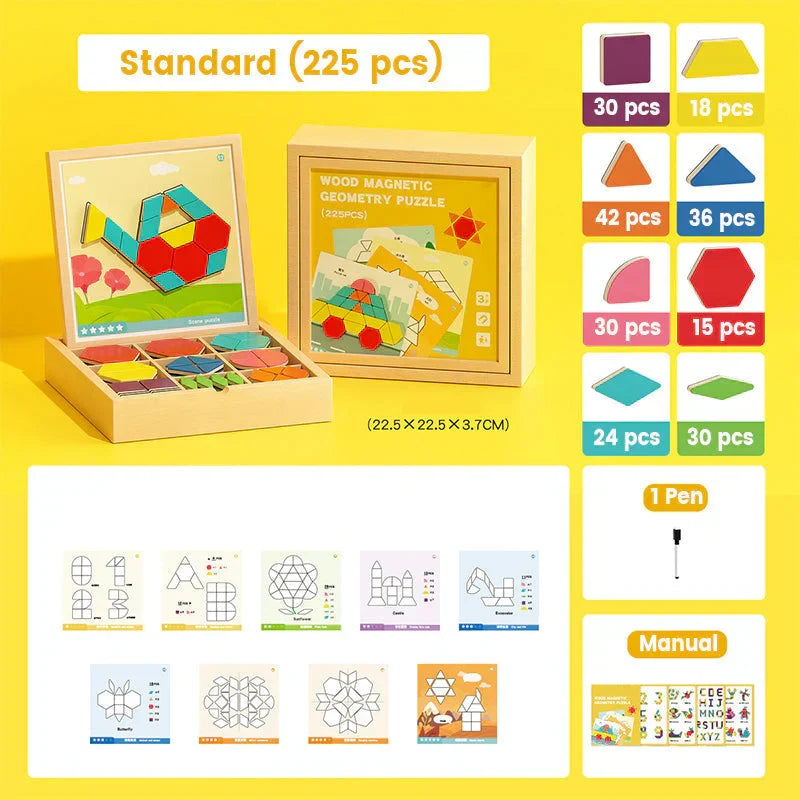 🎁 A tökéletes ajándék! Mágneses fa puzzle készlet mágneses mintákkal 🧠🧩