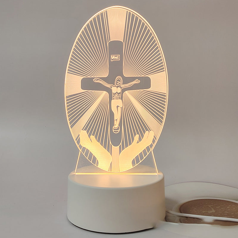 🌙 Béke és hit egyetlen fényben – 3D éjjeli lámpa Jézussal