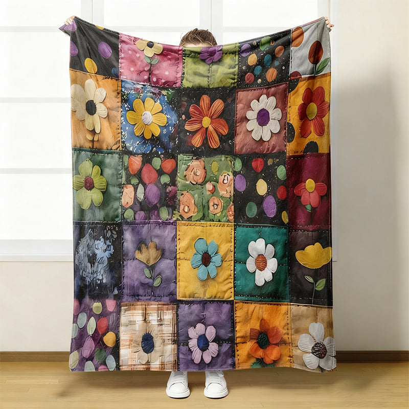🌼 Przytulny i miękki koc flanelowy we wzór kwiatów 🛋️💐