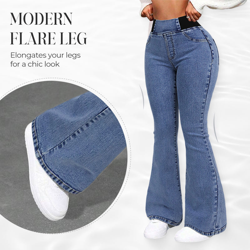 👖 Női magas derekú farmerszoknya bő alsó résszel