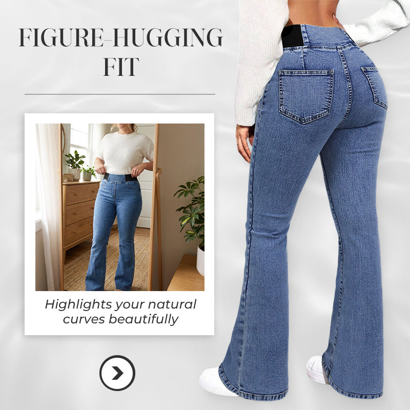 👖 Női magas derekú farmerszoknya bő alsó résszel