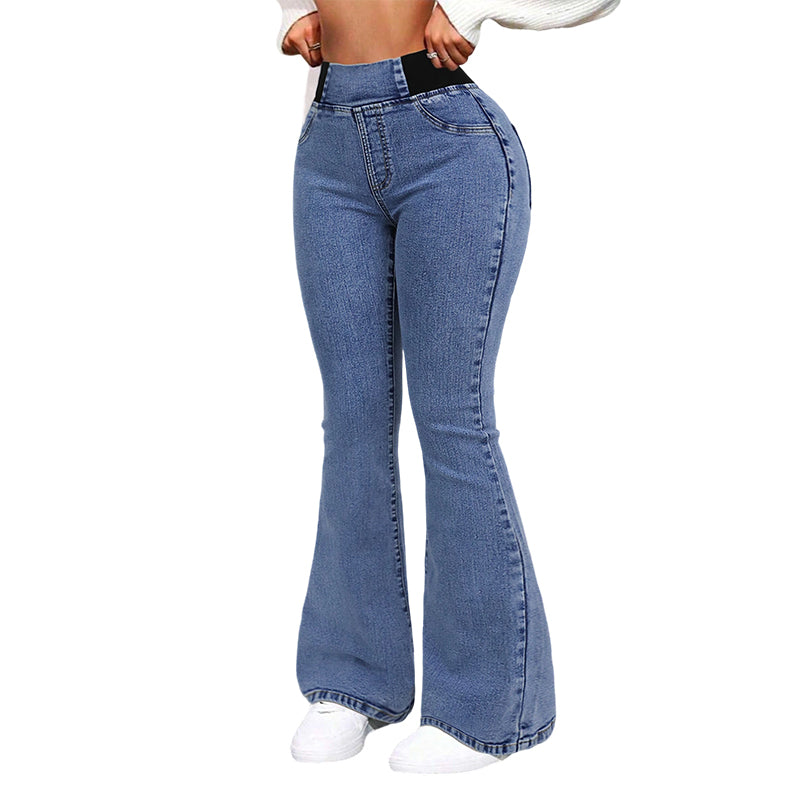 👖 Női magas derekú farmerszoknya bő alsó résszel