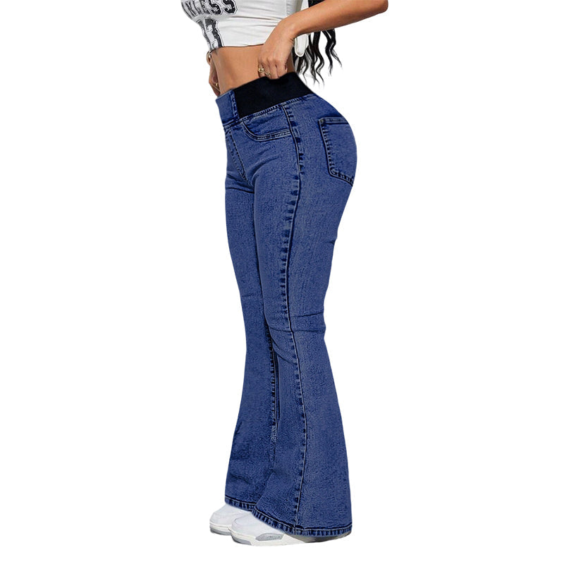👖 Női magas derekú farmerszoknya bő alsó résszel