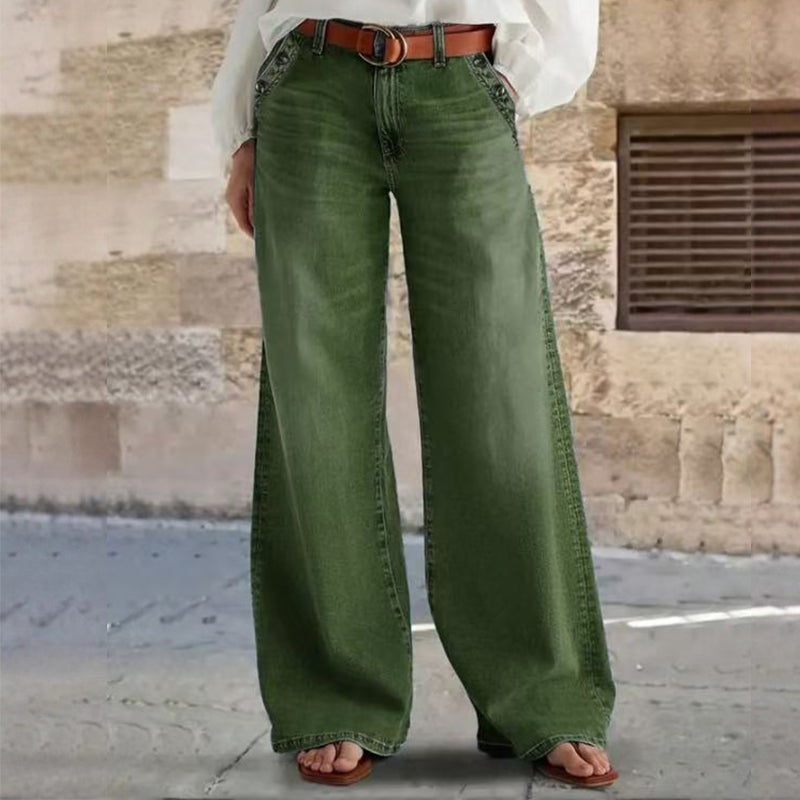 💖Magas derekú, bő szárú farmernadrág