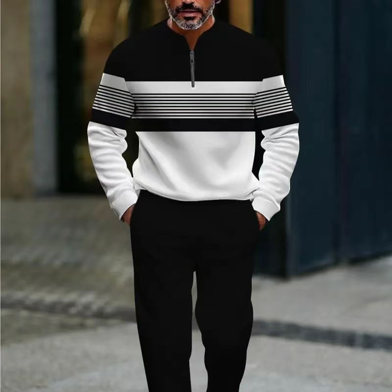 🔥 Férfi Grafikus Mintás Pulóver és Nadrág Szett – utcai stílus, kényelmes fazon és alkalmi megjelenés 👖