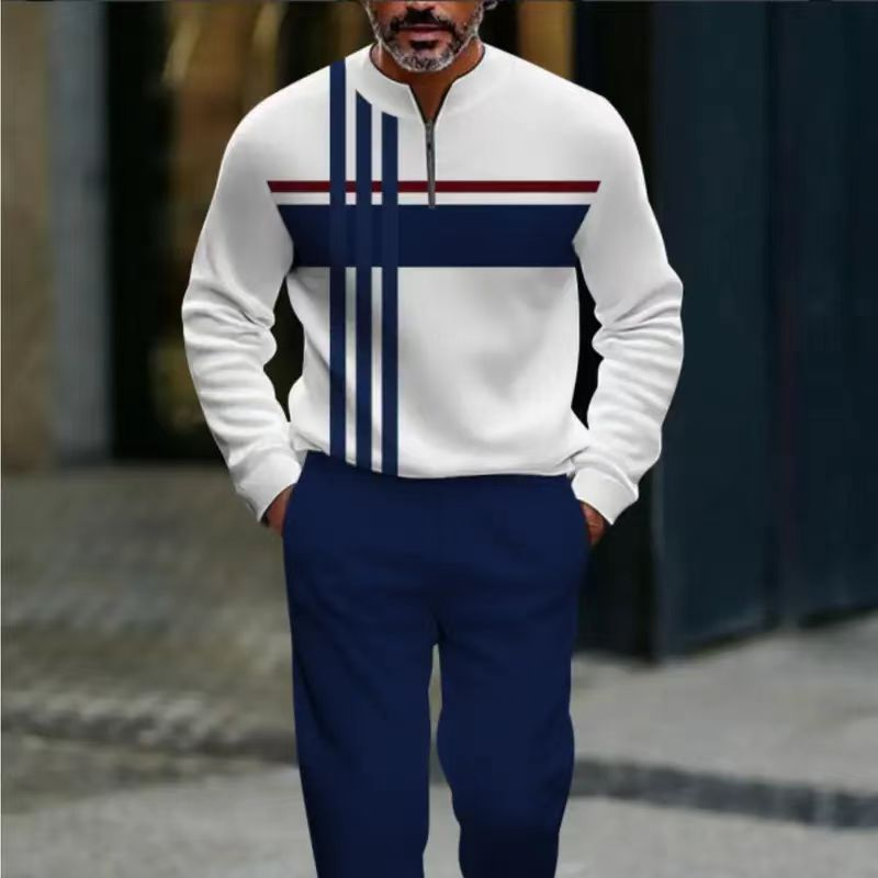 🔥 Férfi Grafikus Mintás Pulóver és Nadrág Szett – utcai stílus, kényelmes fazon és alkalmi megjelenés 👖